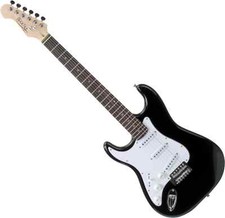 Guitare Electrique Noir Gaucher Tremolo 3x Single Coil 22 Frets Palissandre