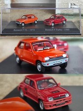 1/87 Ho Renault 5 TL 1972 + Turbo 1980 Voiture Miniature Collection Populaire Fr