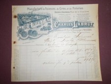 ancienne facture manufacture de faïence poteries Charles Labrut Orléans