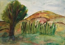 Peinture aquarelle vintage paysage