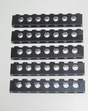 5 x Lego Black Technic Brick 1x8 ref 3702 set 8868 8479 8860 8485 10030 8854 ...