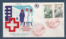 CFA  Réunion  enveloppe  1er jour  la paire croix  rouge   1966
