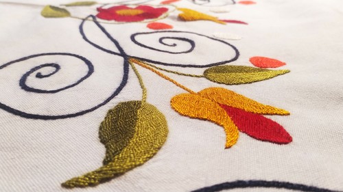 Nappe serviettes brode main - et,