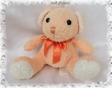 Doudou Peluche Ours Assis Orange Noeud Rêves De Peluches