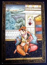 Ancienne peinture Inde miniature moghole Old painting indian horse