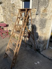 ANCIEN ESCABEAU de PEINTRE-7 MARCHES-VINTAGE BOIS-DESIGN  1900-50