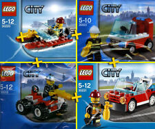 LEGO City / Pompier / Fireman - 4 Sets PACK - 4 Figures, Car, Boat, Quad, Truck