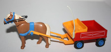 PLAYMOBIL 4167 PETITE CHARRETTE CHARIOT ROUGE PONEY FERME CALENDRIER DE L'AVENT