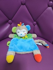 doudou plat singe bleu vert NICOTOY