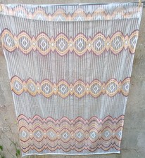 RIDEAU VOILAGE  BLANC MOTIFS ORANGE ROSE MARRON FILET VINTAGE 115  X 100 CM