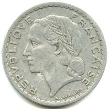 RARE 5 francs Lavrillier aluminium 1952 n°1353