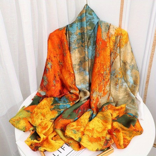 Luxury satin silk scarf - luxury, women