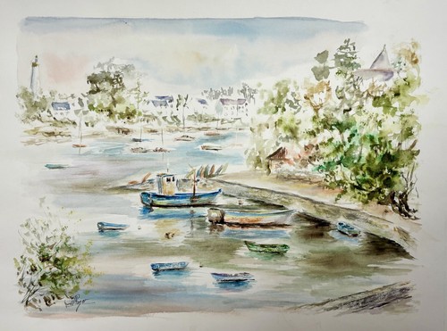 Tableau aquarelle bénodet - aquarelle,