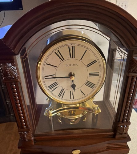 Bulova b1845 walnut mantel - bulova,