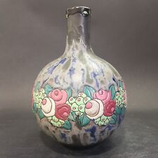 Charles Catteau Pour Keramis-boch, Vase Pansu en Grès Décor Petites Fleurs