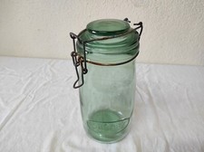 Ancien Bocal en verre Solidex 1 litre vert Conserve 