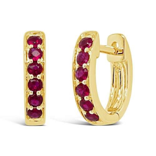 14k jaune rubis boucles - rubis,
