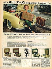PUBLICITE ADVERTISING 055  1957  MELOVOX    tourne disque éléctrophone