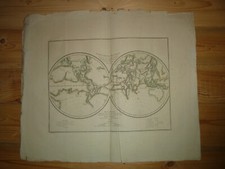 ANCIENNE CARTE MAPPE-MONDE PHYSIQUE D APRES LES VUES DU PROF PALLAS 1779