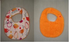 Bavoir bébé fait main 0/6 mois avec des oiseaux colorés