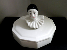 Bonbonnière tête de Pierrot clown qui pleure en céramique signée D. Bassano
