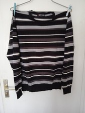 Pull rayé Studio Armand Thiery T L noir blanc gris neuf 94 % acrylique 3 %...