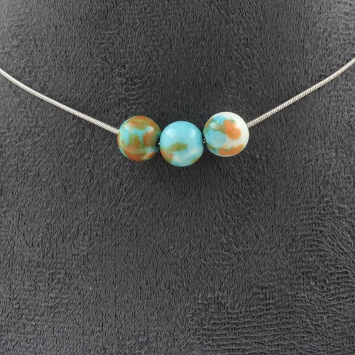Collier perles jaspe bleu - collier, 3