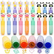 18 Pièces Surligneurs avec Tampons Enfant Goodies et Cadeaux Anniversaire Inv...