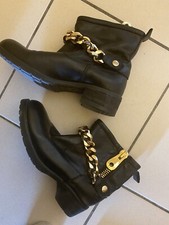 Bottines Noire Et Dore Cuir Strategia 36 