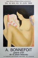 Alain BONNEFOIT : Nu au kimono, Lithographie originale