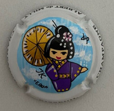 1 Capsule de champagne Peinte à La Main ALBERT DE MILLY, POUPEE KOKESHI EAU