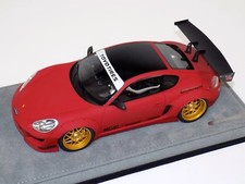 1/18 Modèles AB Porsche Cayman Rocket Bunny Mat Rouge Sur Base Alcantara B