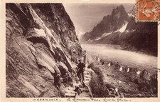 *5587 cpa Chamonix Mont Blanc - le mauvais pas - Mer de Glace