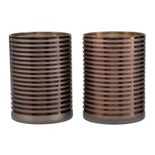 Lot de 2 Photophores "Verre Rayé" 24cm Marron