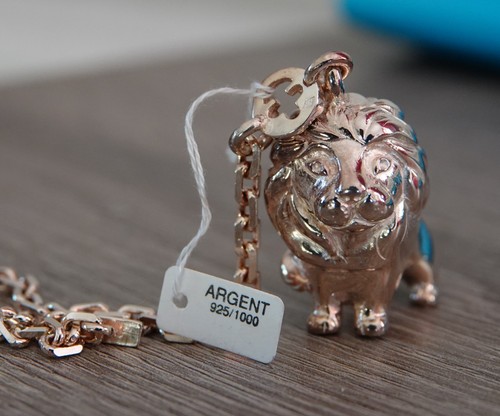 Porte clefs lion argent - porte, en