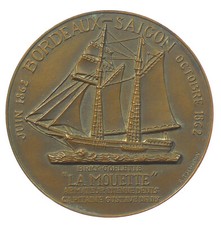 Vietnam Navire CENTENAIRE DU VOYAGE DE LA MOUETTE À SAIGON Bronze 58Mm