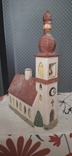 Maison miniature lumineuse  Wurm : Eglise avec clocher village de Noël.