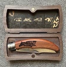 SUPERBE couteau pliant Portugais, Martins. Bois Bubinga.Tete Cheval.