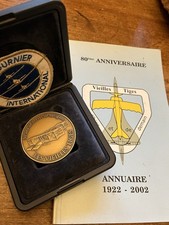 MEDAILLE BRONZE VIEILLES TIGES BREVET Pilote 1956, Avion Druine + Patch Fournier