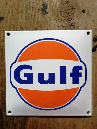Plaque émaillée garage gulf - plaque,