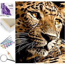 Peinture par numéros cadre en bois léopard