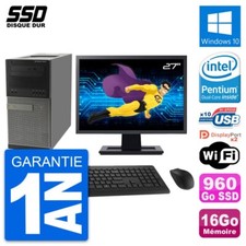 PC Tour Dell 9010 Ecran 27" Intel G630 RAM 16Go SSD 960Go Windows 10 Wifi