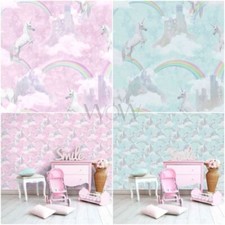 Holden I Believe En Licornes Papier Peint - Rose Bleu Filles Arc en Ciel