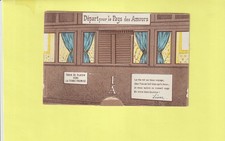 CPA A SYSTEME DANS LE TRAIN DE PLAISIR VERS LA TERRE PROMISE "PAYS DES AMOURS"