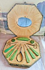 ART DECO COFRET NECESSAIRE DE MANUCURE 12 PIECES EN BAKELITE COMPLET