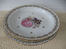 1 ASSIETTE CREUSE ET 1 PLATE PORCELAINE DE LUXE COUPLE MARQUIS MARQUISE 