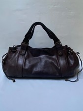 Grand sac cabas 24H cuir marron foncé GERARD DAREL bohème chic leather bag