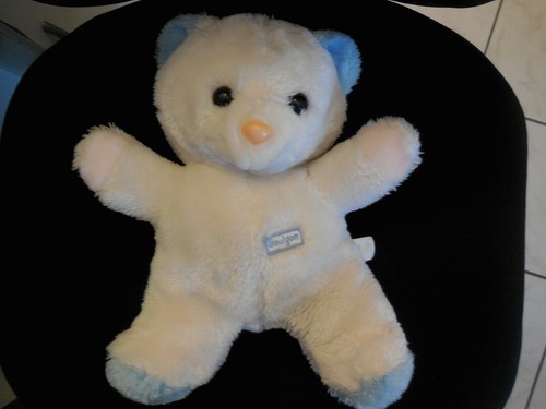 Peluche doudou ours - blanc, bleu