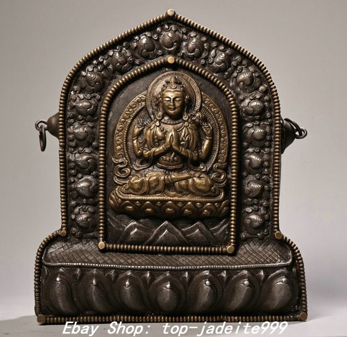 Old tibet bronze 4 arms - 8.2",