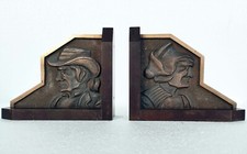Serre-livres, bois et fonte ouvragés, art déco 1930 / French art Breton bookends